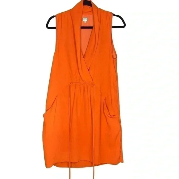 Wilfred Sabine Orange Dress Faux-wrap Mini  Dress With Pockets Size Small - Picture 2 of 8